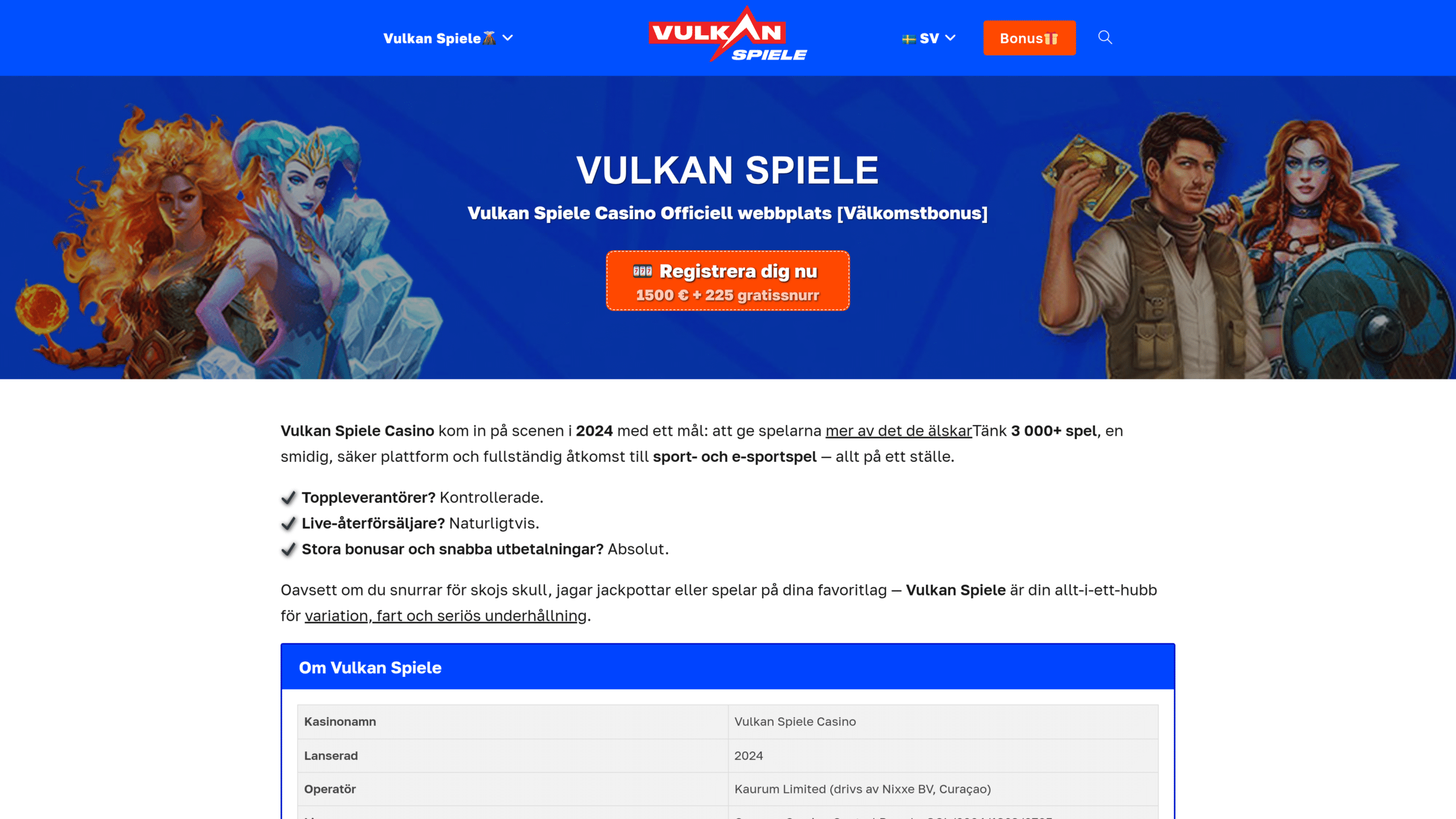 VulkanSpiele Casino: Recension och Bonusar 2026